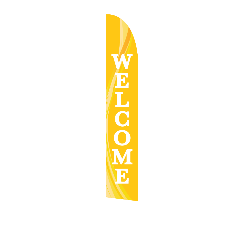 14ft Feather Flag - Welcome - Yellow