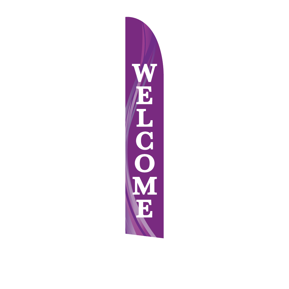 14ft Feather Flag - Welcome - Purple