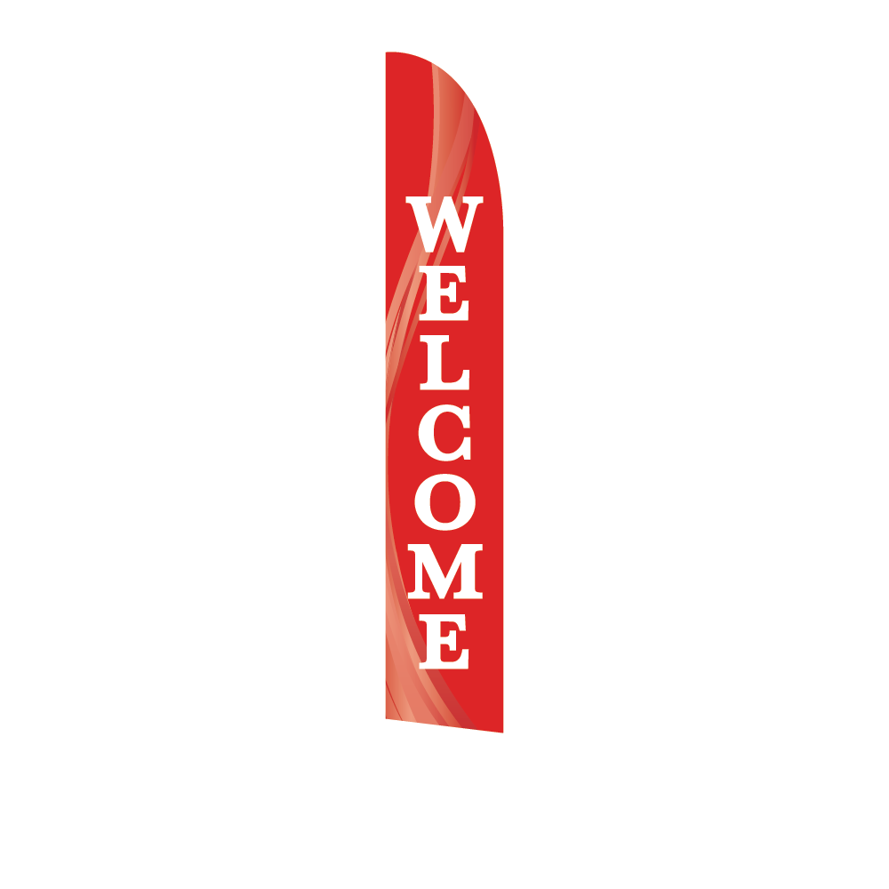 14ft Feather Flag - Welcome - Red