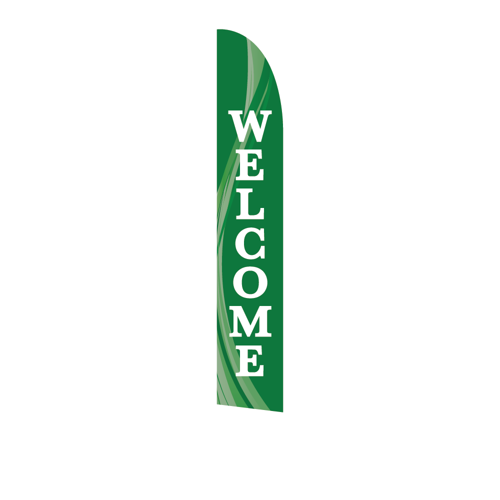 14ft Feather Flag - Welcome - Green
