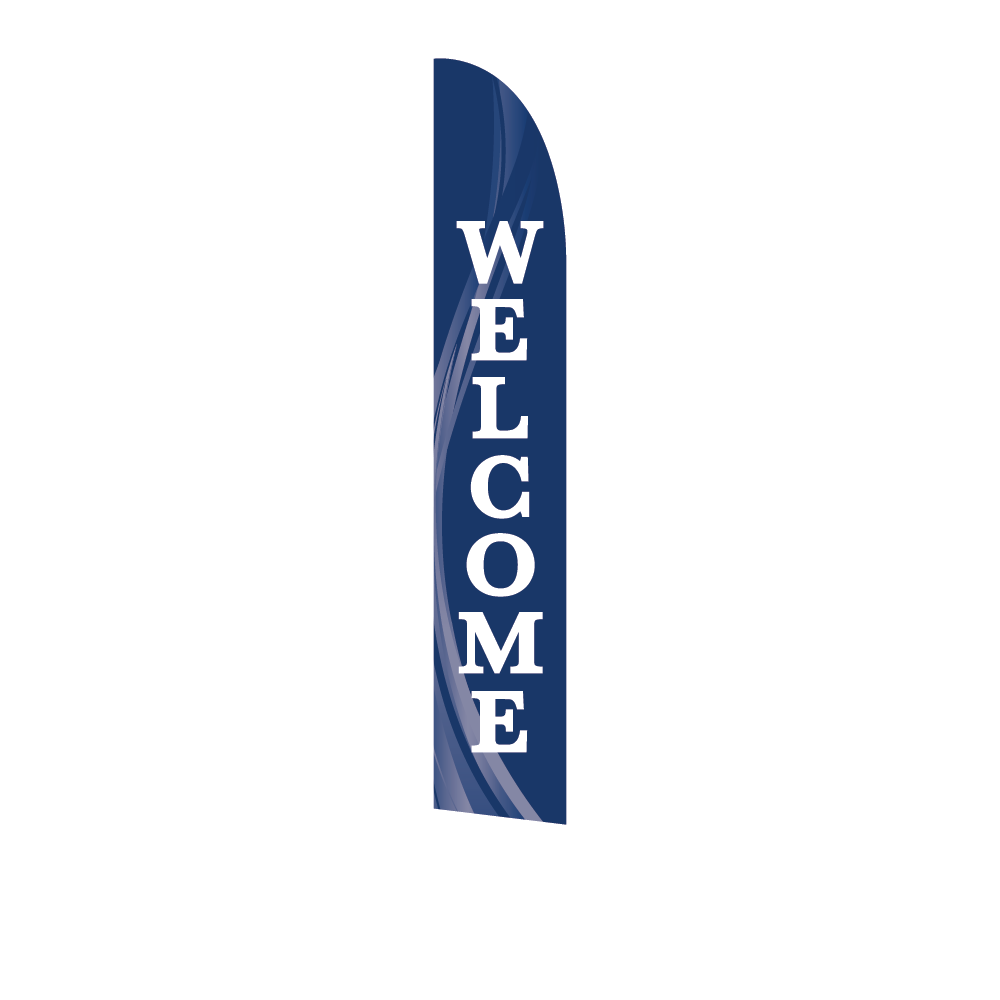 14ft Feather Flag - Welcome - Blue
