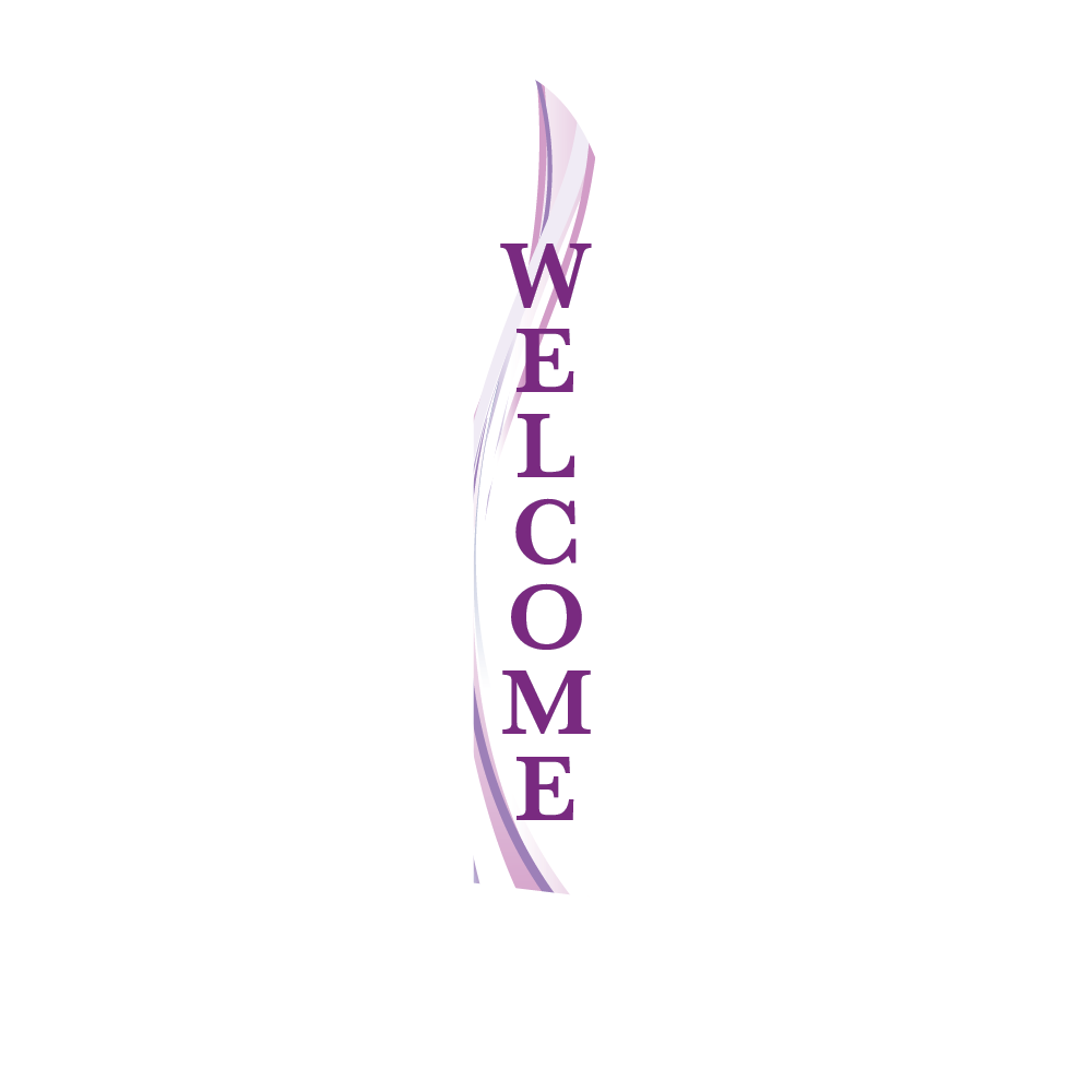 14ft Feather Flag - Welcome - White & Purple