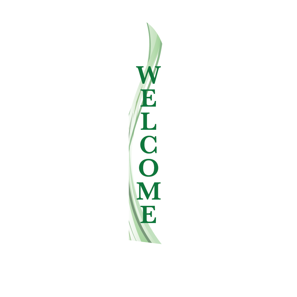 14ft Feather Flag - Welcome - White & Green
