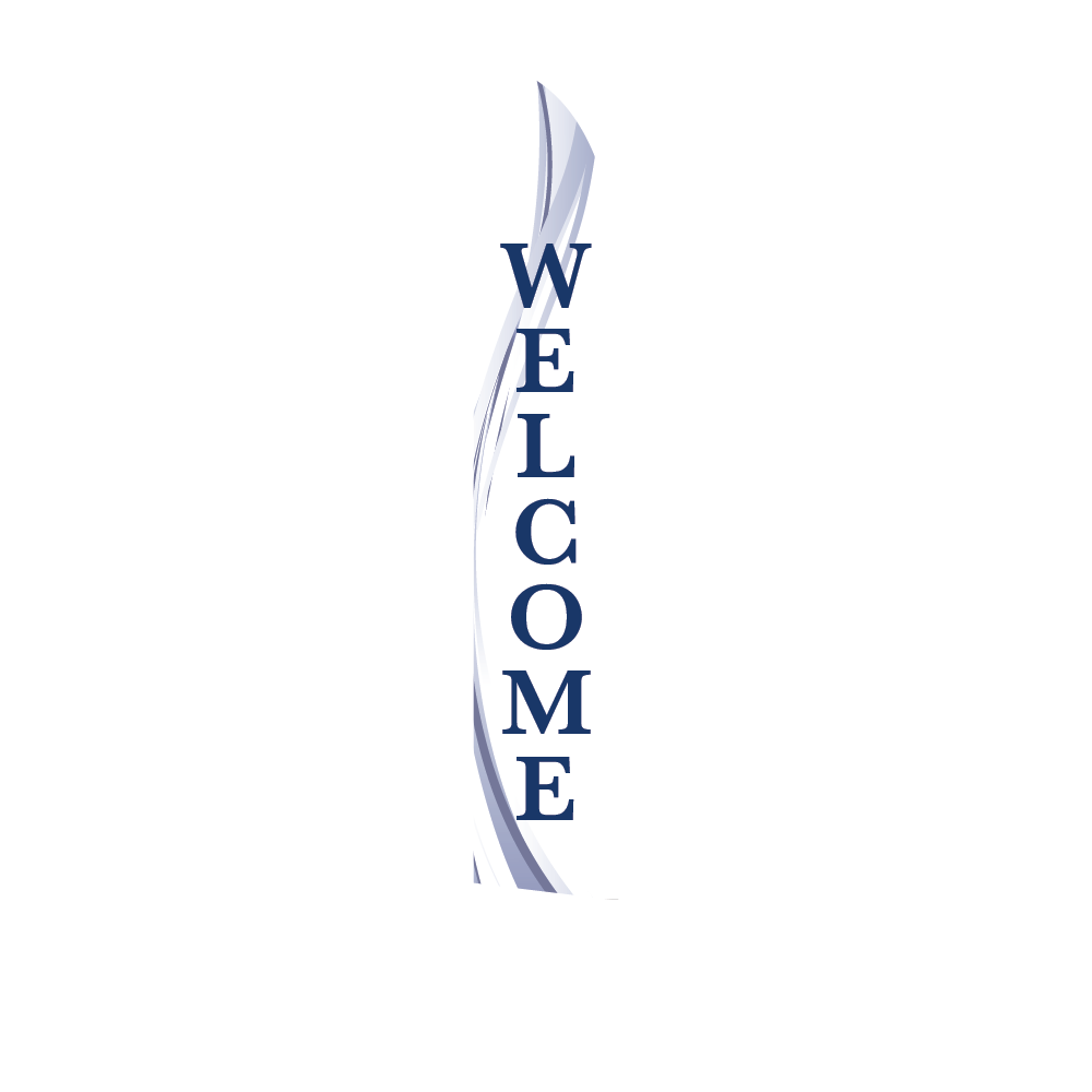 14ft Feather Flag - Welcome - White & Blue