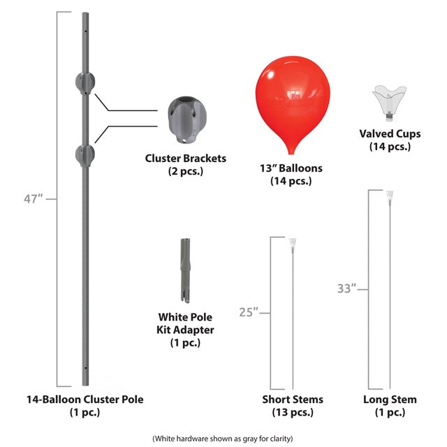 Patriotic PermaShine® 14-Balloon Cluster Pole Kit