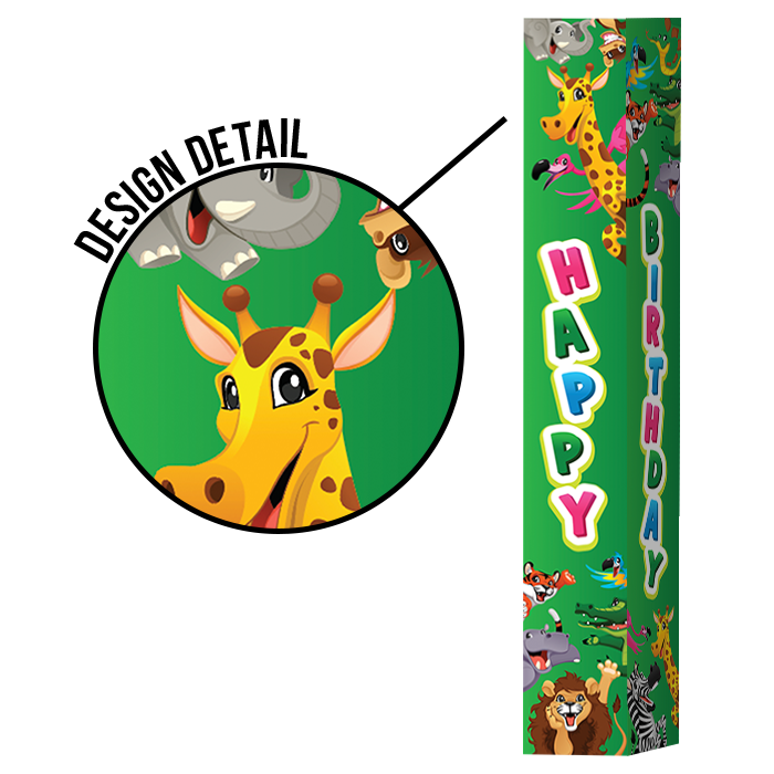 Pole Cover - Happy Birthday - Animals - Green