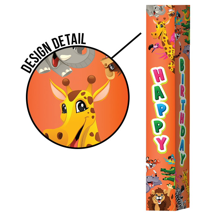 Pole Cover - Happy Birthday - Animals - Orange