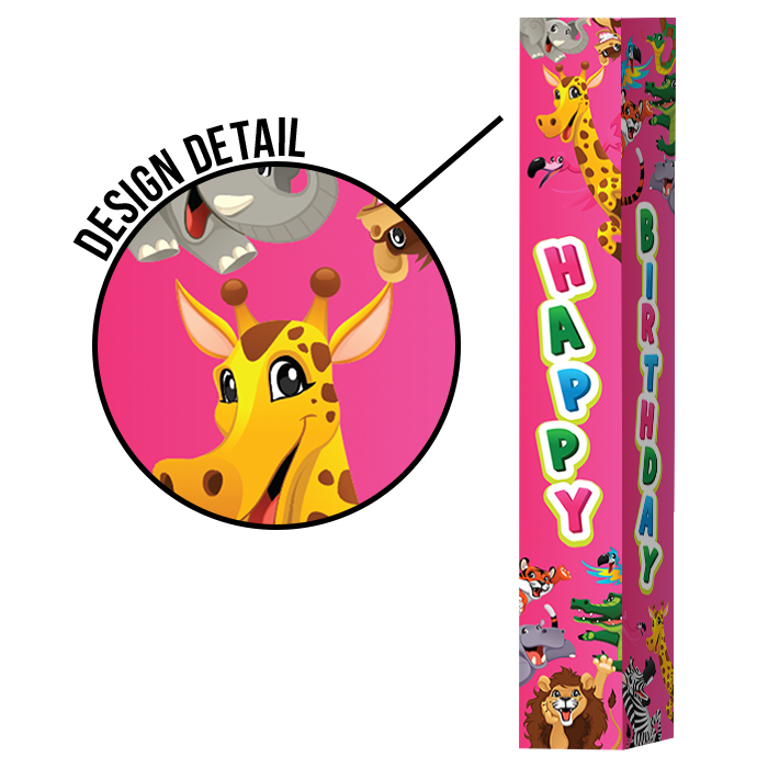 Pole Cover - Happy Birthday - Animals - Pink