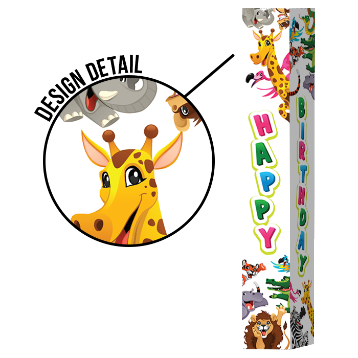 Pole Cover - Happy Birthday - Animals - White