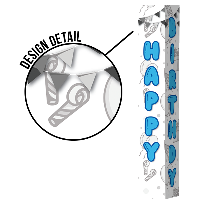 Pole Cover - Happy Birthday - Balloons - White