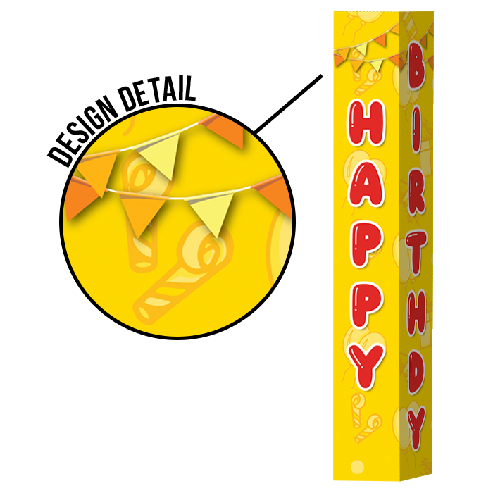 Pole Cover - Happy Birthday - Balloons - Yellow