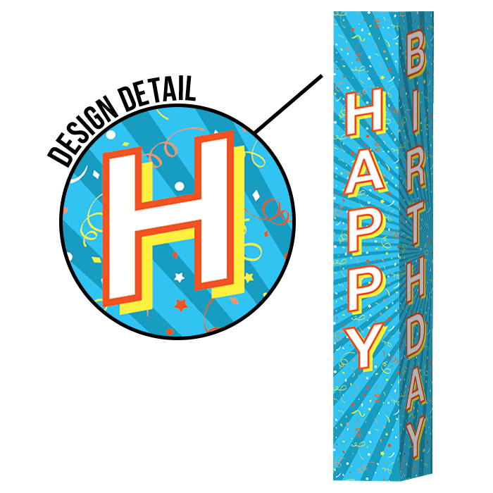 Pole Cover - Happy Birthday - Confetti - Blue