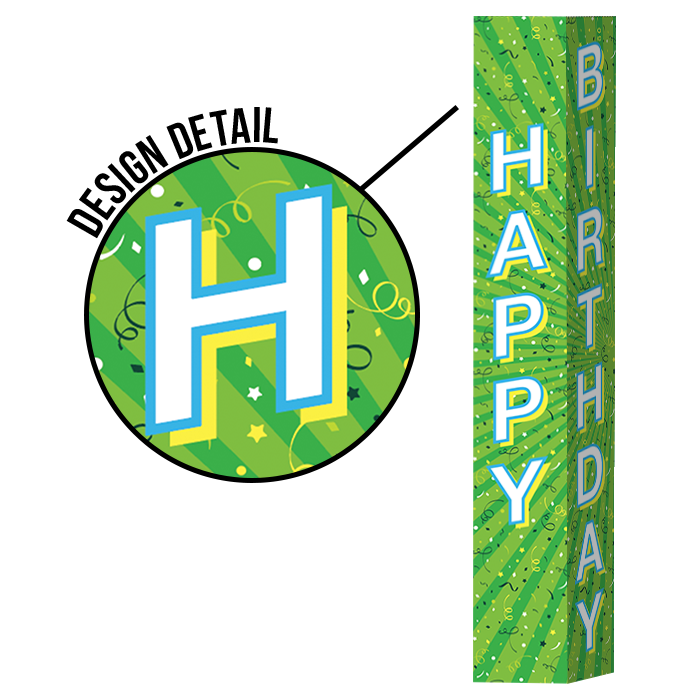 Pole Cover - Happy Birthday - Confetti - Green