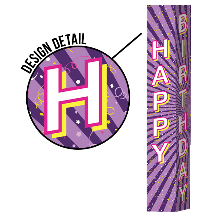 Pole Cover - Happy Birthday - Confetti - Purple