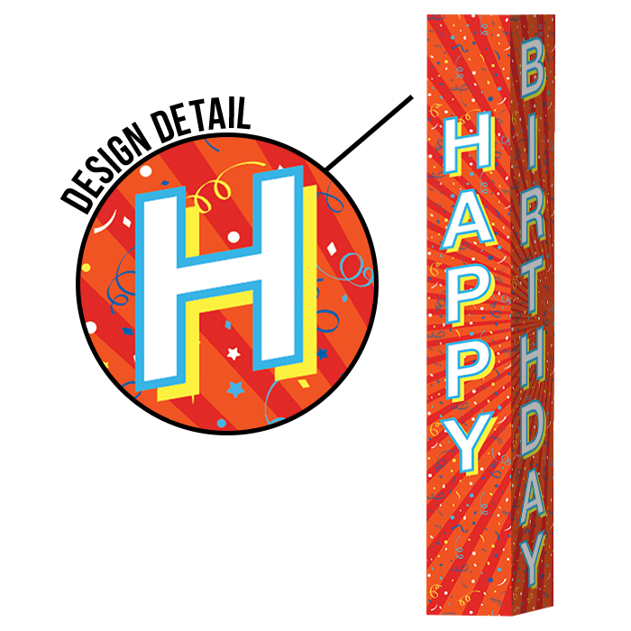 Pole Cover - Happy Birthday - Confetti - Red