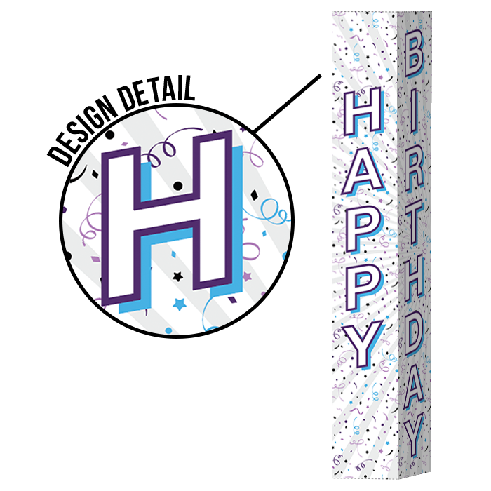 Pole Cover - Happy Birthday - Confetti - White