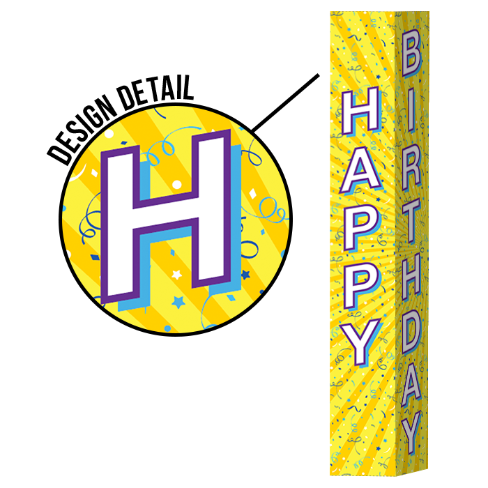 Pole Cover - Happy Birthday - Confetti - Yellow