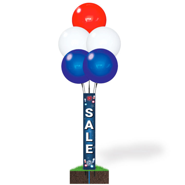 Patriotic DuraBalloon® 5-Balloon Cluster Pole Kit - with 4-Sided Pole Cover