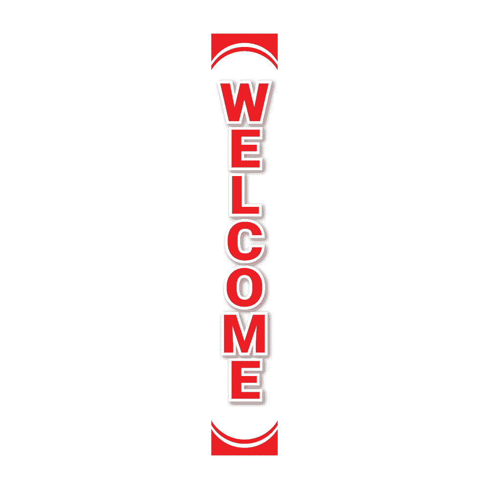 Pole Cover - Welcome - White & Red