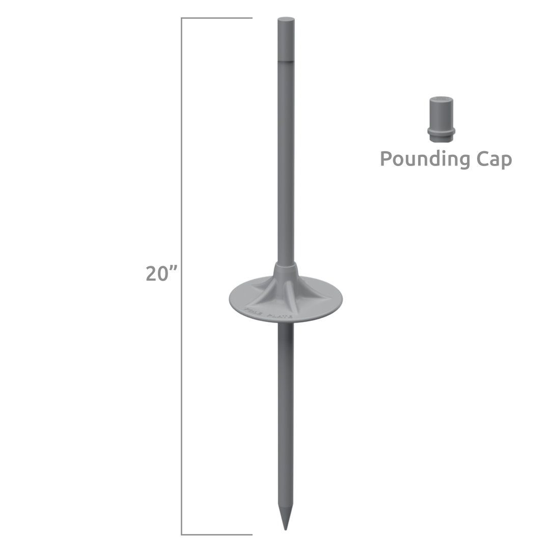 Fiberglass Pole Plate Ground Stake Kit (Grey)
