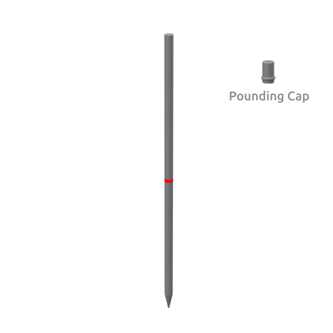 Fiberglass Pole Plate Ground Stake (Grey, Stake Only)
