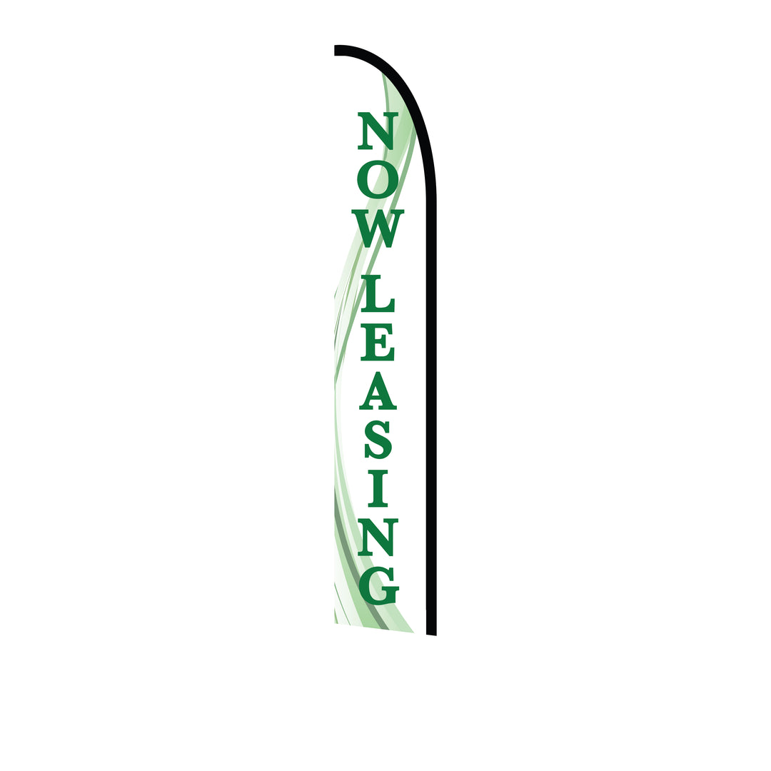 14ft Feather Flag - Now Leasing - White & Green