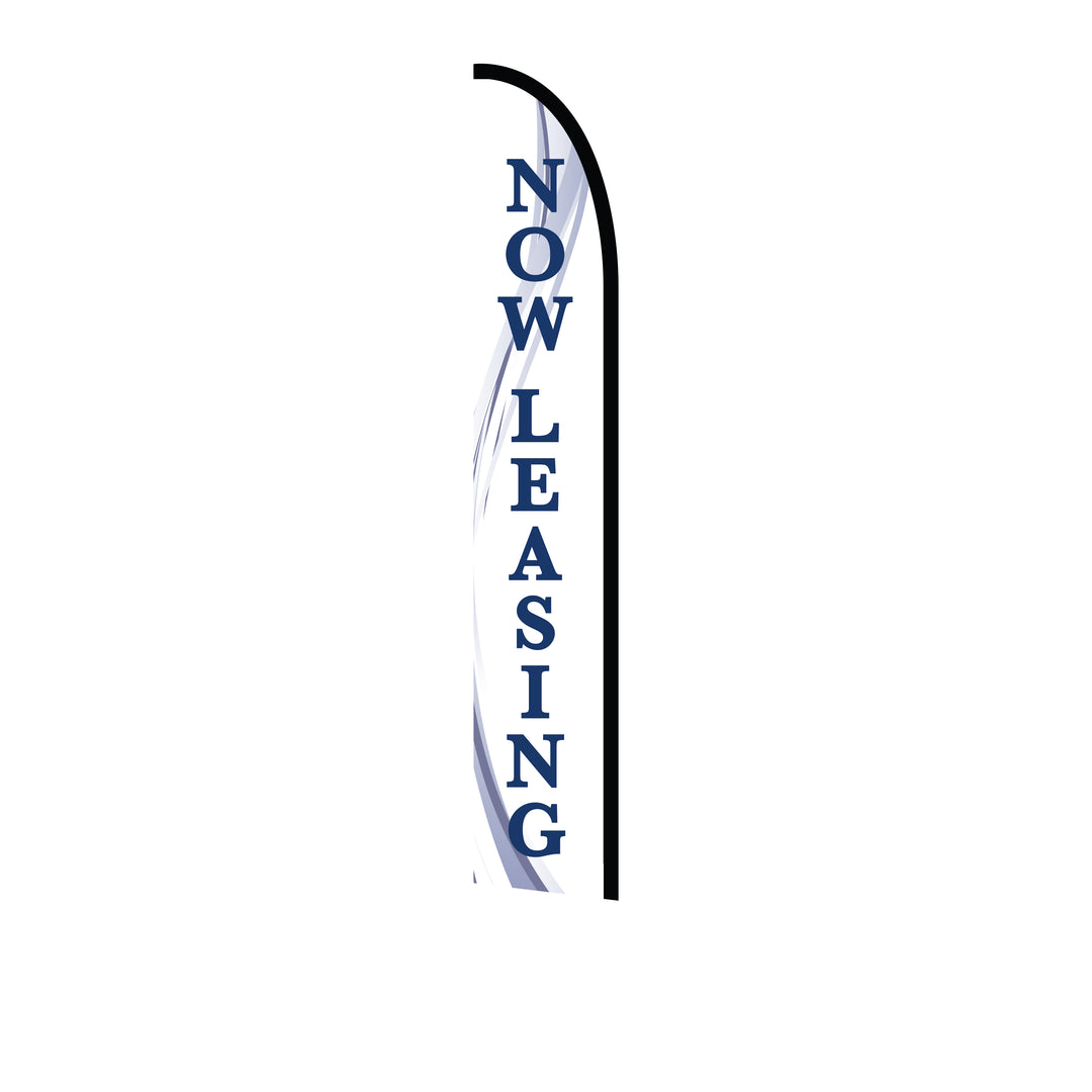 14ft Feather Flag - Now Leasing - White & Blue