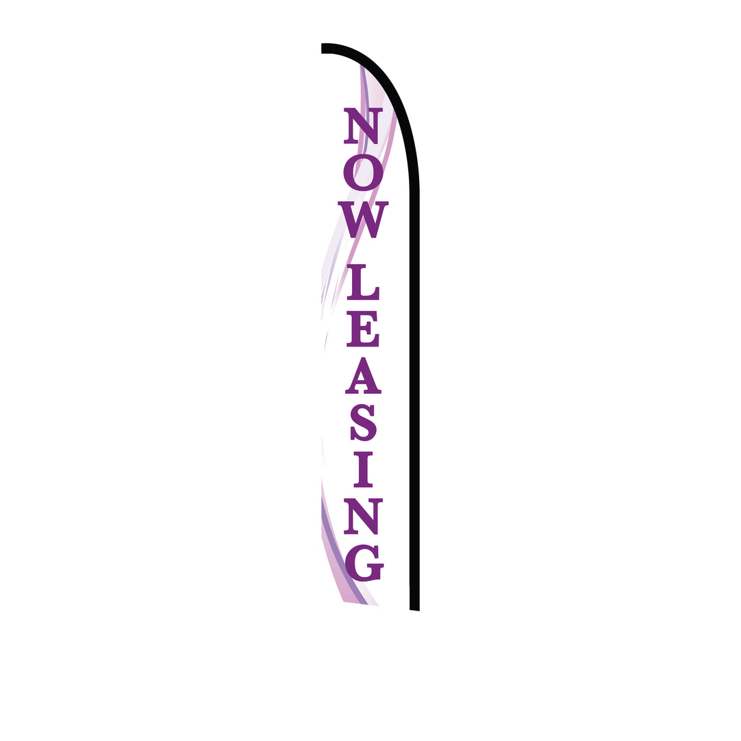 14ft Feather Flag - Now Leasing - White & Purple