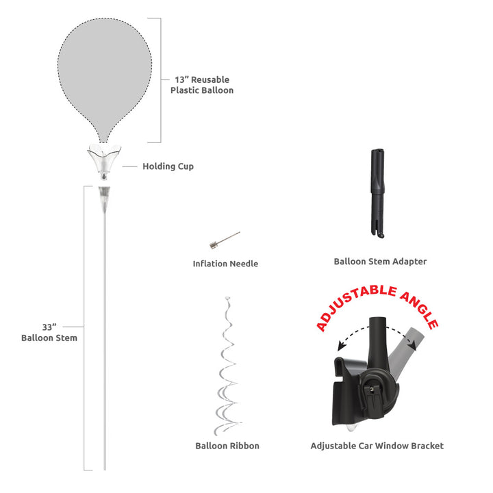 PermaShine® 1-Balloon Bouquet Adjustable Car Window Kit