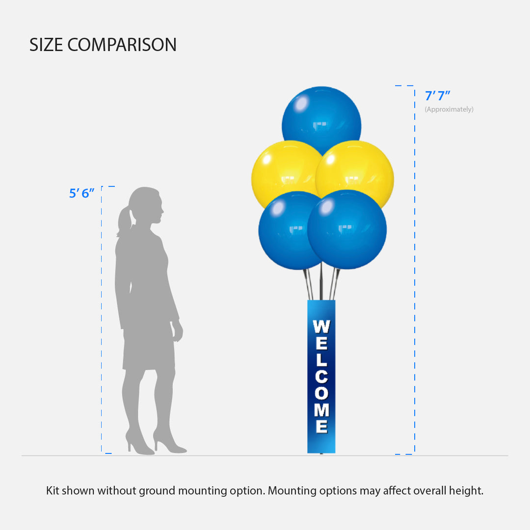 DuraBalloon® 5-Balloon Cluster Pole Kit - with 4-Sided Pole Cover