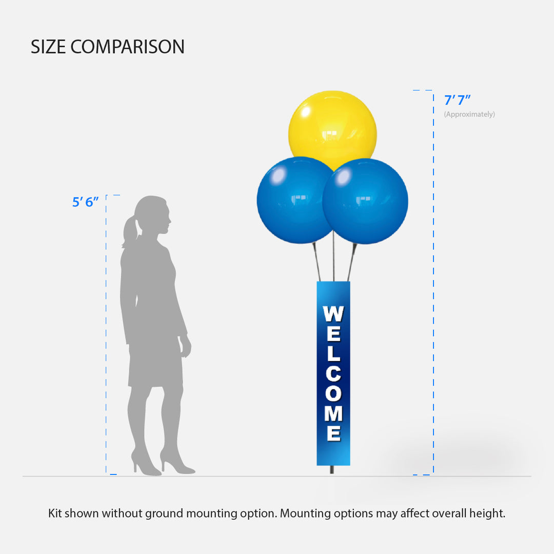 DuraBalloon® 3-Balloon Cluster Pole Kit - with 4-Sided Pole Cover