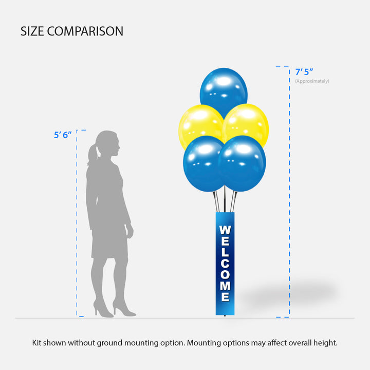 BalloonBobber® 5-Balloon Cluster Pole Kit - with 4-Sided Pole Cover