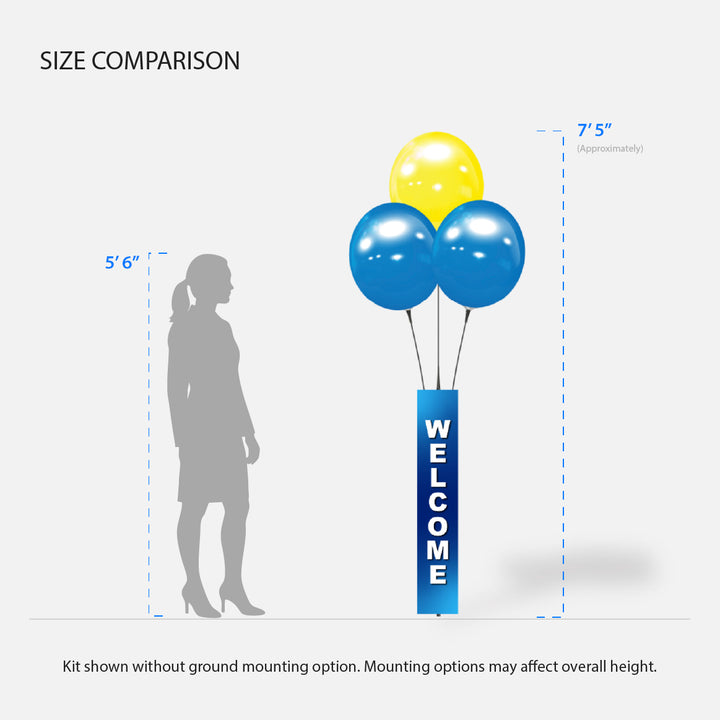 BalloonBobber® 3-Balloon Cluster Pole Kit - with 4-Sided Pole Cover