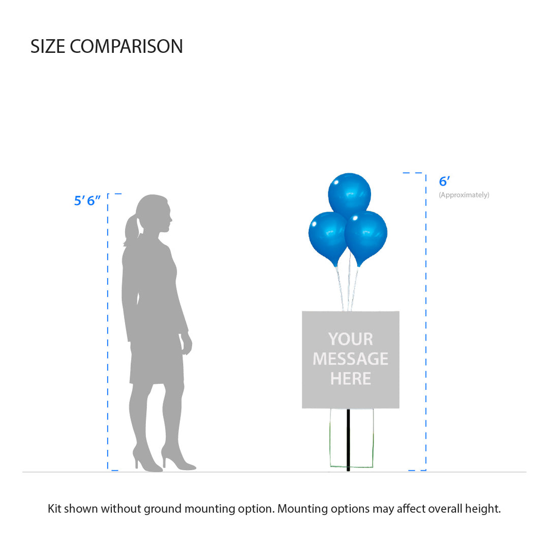 PermaShine® 3-Balloon Bouquet Yard Sign Ground Pole Kit - Custom