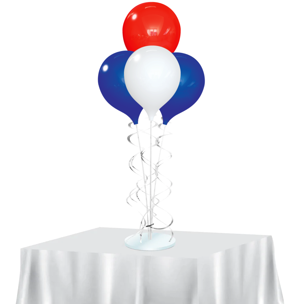 Patriotic PermaShine® 4-Balloon Bouquet Table Top Round Stand Kit
