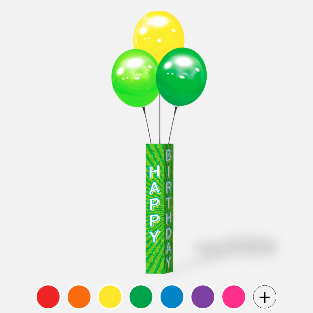 BalloonBobber® 3-Balloon Cluster Pole Kit - with Happy Birthday Pole Cover
