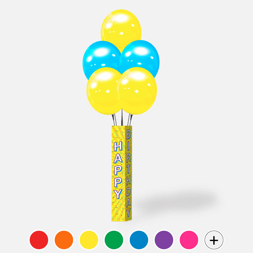 BalloonBobber® 5-Balloon Cluster Pole Kit - with Happy Birthday Pole Cover