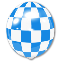 blue checkered reusable balloons
