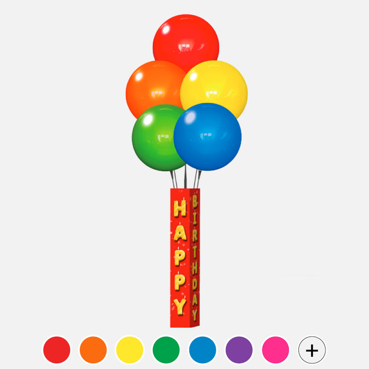 DuraBalloon® 5-Balloon Cluster Pole Kit - with Happy Birthday Pole Cover