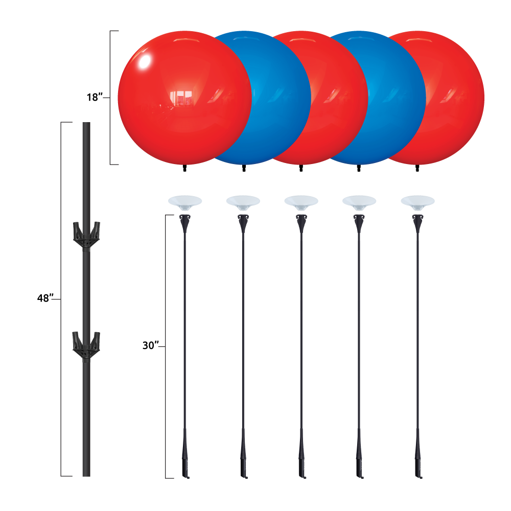 DuraBalloon® 5-Balloon Cluster Pole Kit Dimensions