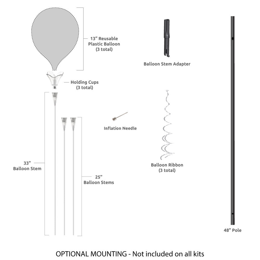 PermaShine Indoor Balloon Table Top 3-Balloon Bouquet Kit