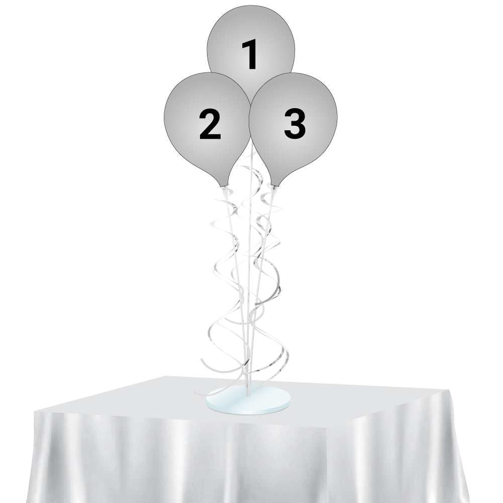 Birthday Balloon Bundle (Silver, Black & White)