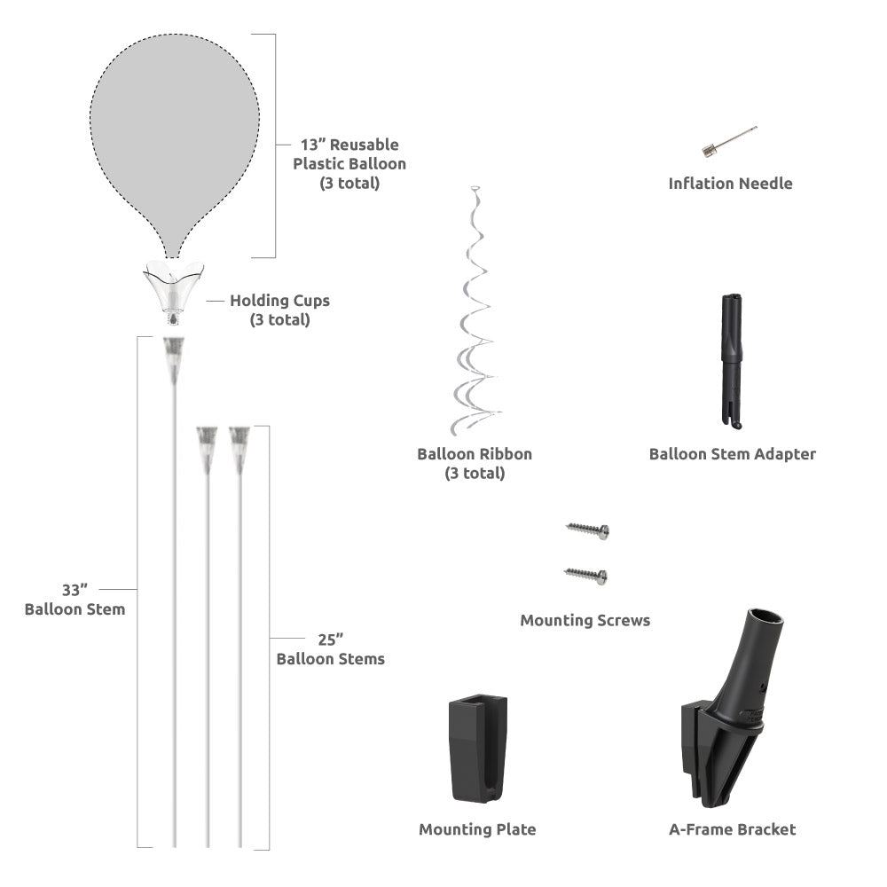 PermaShine Indoor Balloon --- Vertical Bracket 4-Balloon Bouquet Kit