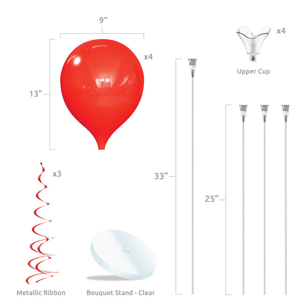 Patriotic PermaShine® 4-Balloon Bouquet Table Top Round Stand Kit