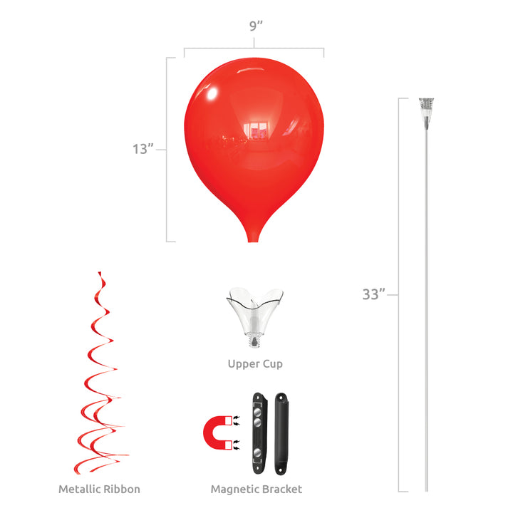 PermaShine® 1-Balloon Bouquet Magnetic Bracket Kit Dimensions
