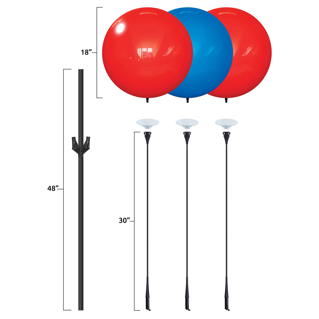 DuraBalloon® 3-Balloon Cluster Pole Kit  Dimentionsn