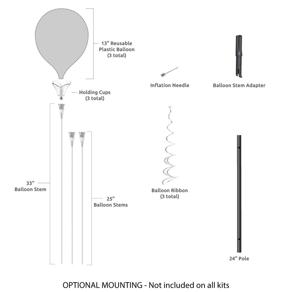 PermaShine® 3-Balloon Bouquet Short Pole Kit