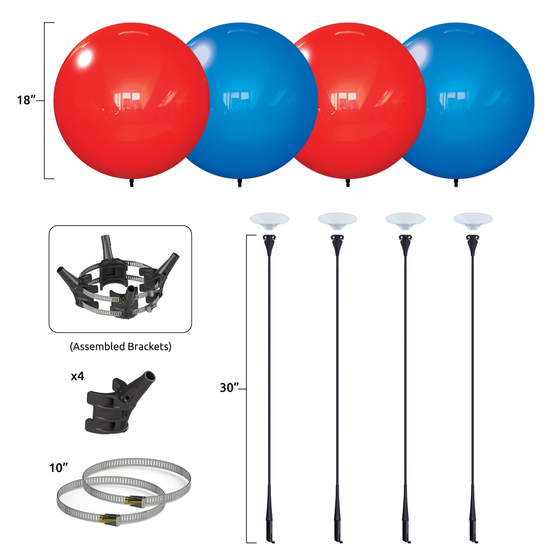 DuraBalloon® Light Pole Kit - 4 Balloon Pack - Dimensions