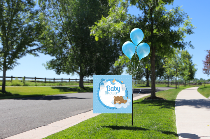 baby shower PermaShine® 3-Balloon Bouquet Yard Sign Ground Pole Kit